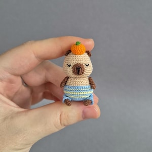 Mini Capybara 4,5cm/1,77", crochet stuffed animal, amigurumi gift