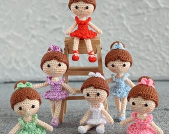 Mini Ballerina 5 cm, Ballett Tänzerin, Häkelpuppe Mädchen, Souvenir Ballerina