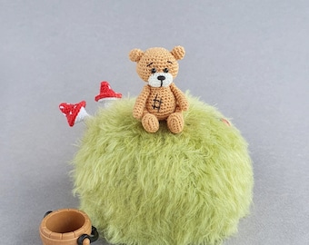 Pocket doll, Miniature bear 4,5 cm, Tiny amigurumi