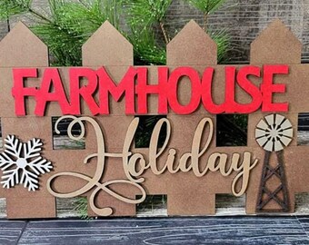 Farmhouse Holiday Sign | Merry Christmas Sign | Farmhouse Christmas Sign | Farmhouse Fence Sign | Christmas Sign