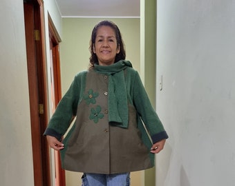 Suéter reciclado, prendas de punto recicladas, suéter remodelado, ropa reciclada, ropa reelaborada, jersey woll reciclado, suéter boho, chaqueta patchwork