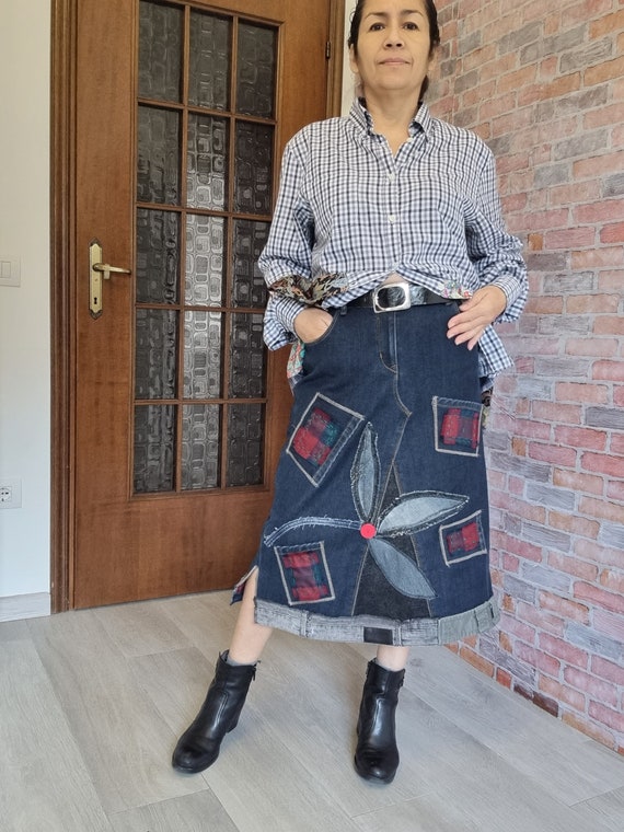 Boho upcycled skirt discount