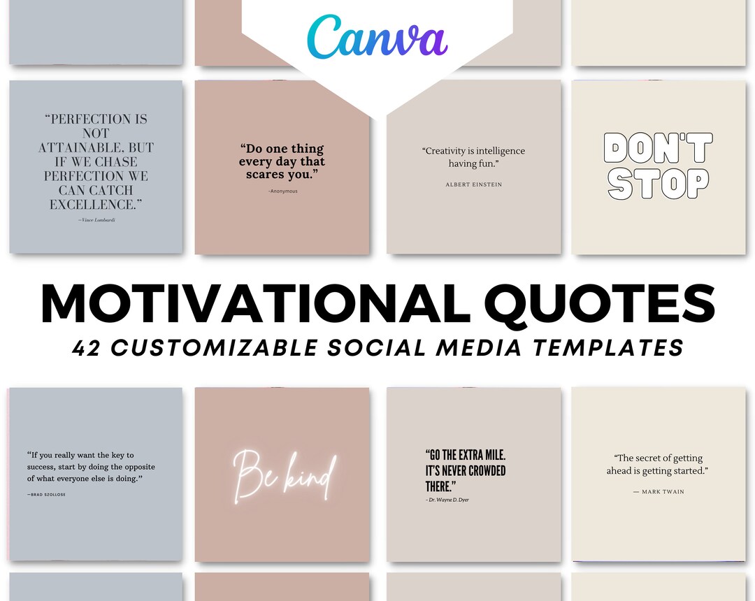 Social Media Canva Template 42 Motivational Quotes Posts for - Etsy