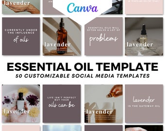 Social Media Canva Templates For Essential Oils | 50 Essential Oils Quotes and Product Pictures | Aromatherapy Quotes Template Instagram