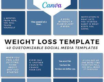 Social Media Templates For Weight Loss | 40 Weight Loss Quotes | Personal Trainer, Dietician,  Nutritionist Social Media Quotes