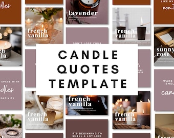 Social Media Canva Templates For Candles | 40 Candle Business Template For Instagram | Candle Quotes and Product Pictures | Candle Branding