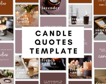 Social Media Canva Templates For Candles | 40 Candle Business Template For Instagram | Candle Quotes and Product Pictures | Candle Branding