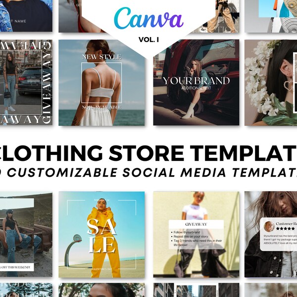 Social Media Canva Templates Clothing Store | Editable Fashion Clothing Feed Design | Trendy Instagram Post | Clothing Boutique Social Media