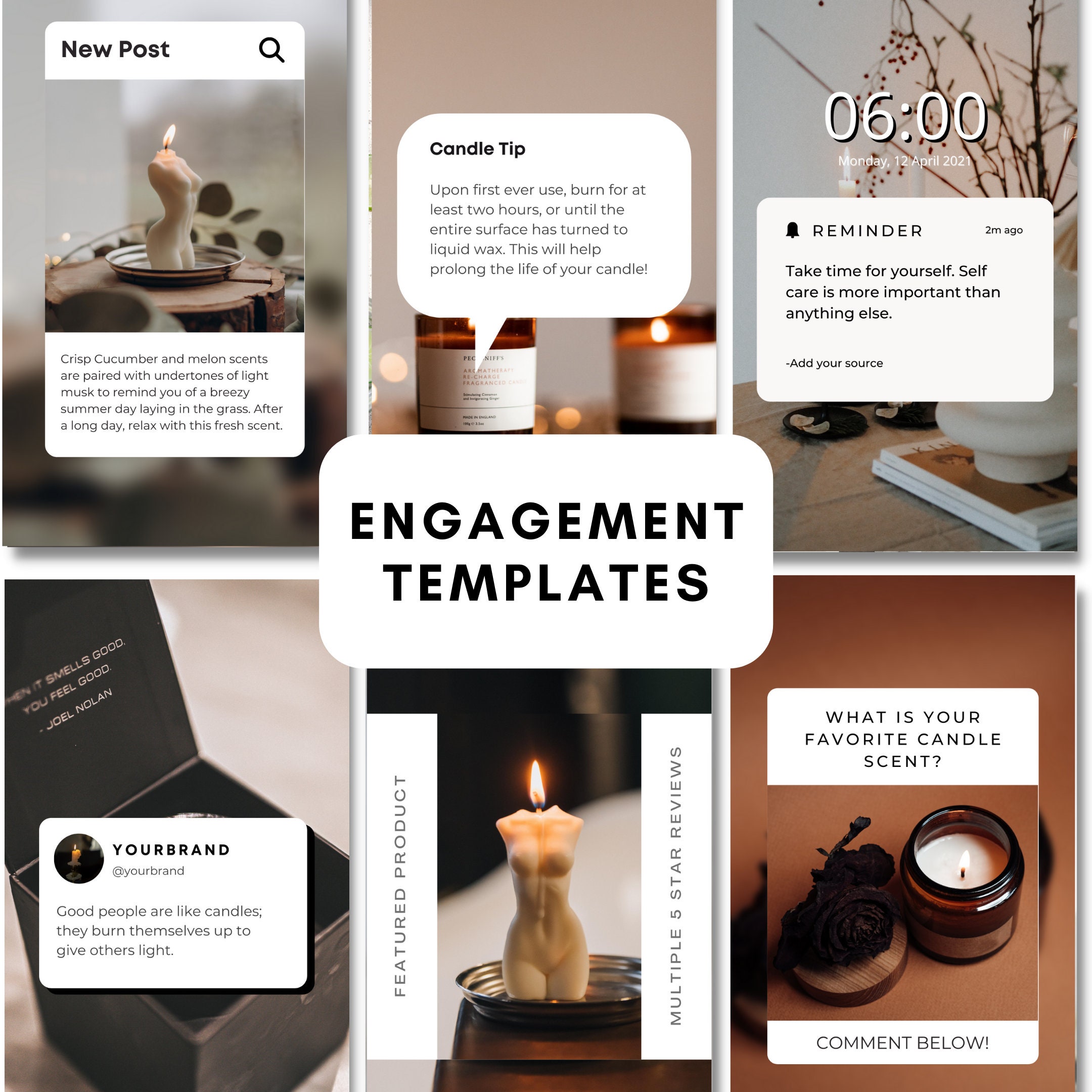 Minimal Candle Business Instagram Post TemplateScented Candle IG Feed