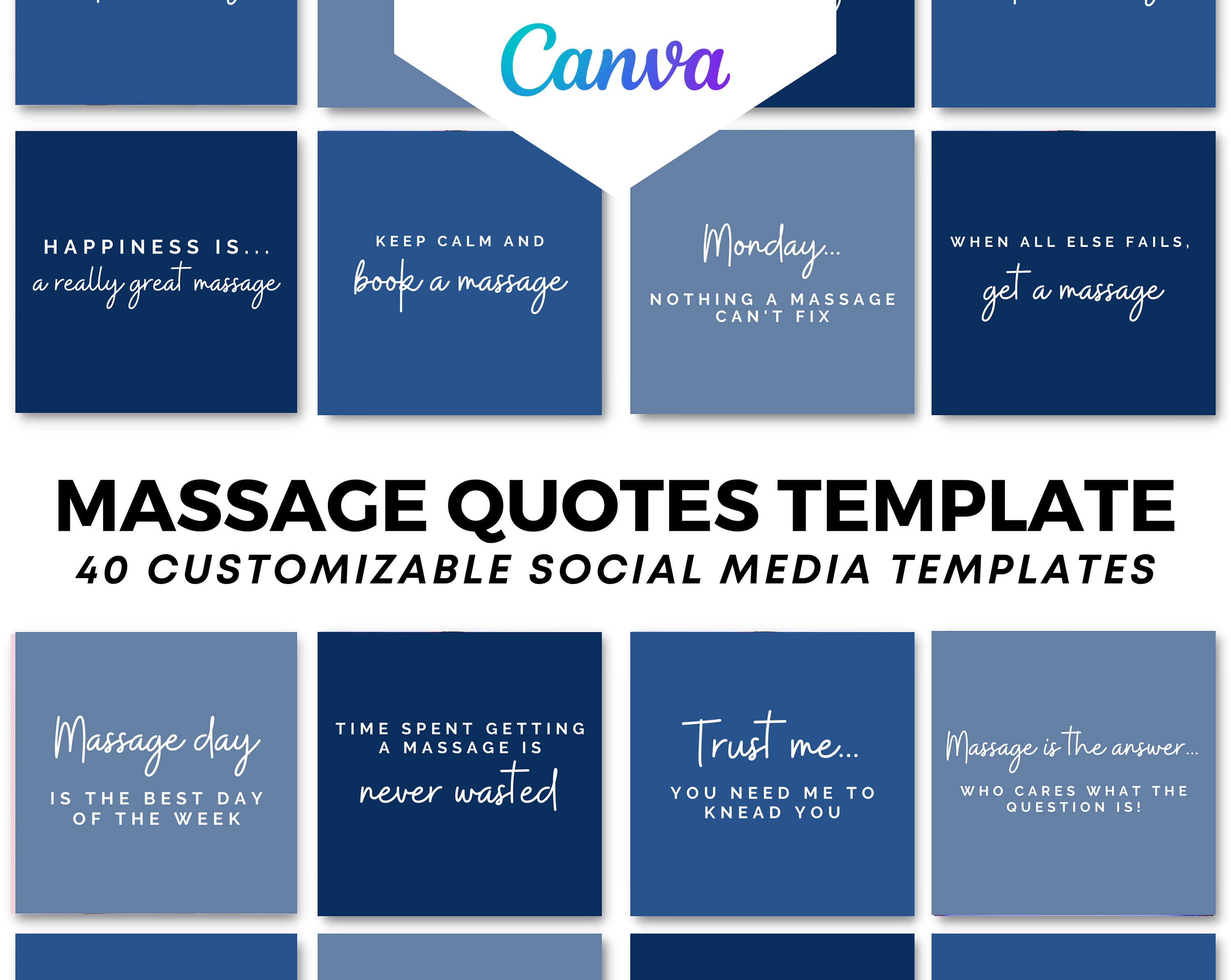 Social Media Template Massage Therapist 40 Massage Quotes - Etsy
