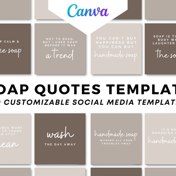 Social Media Template Soap Business | 40 Soap Feed Layout Canva Design Template | Soap Quotes and Products | Minimal Instagram Soap Business