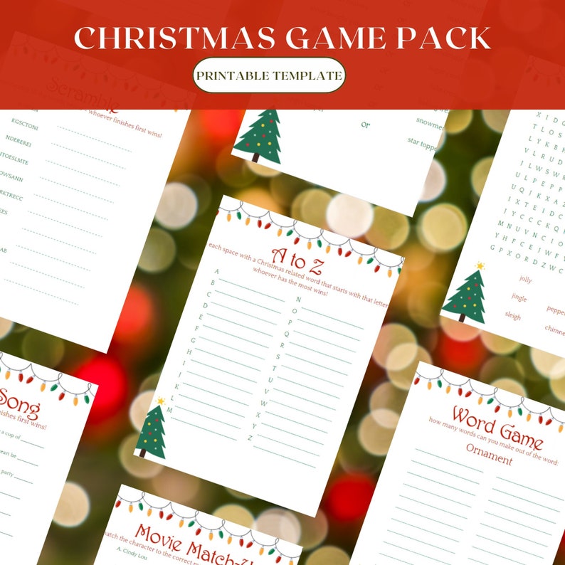 Christmas Game Pack Christmas Printable Games Christmas Party Games Fun