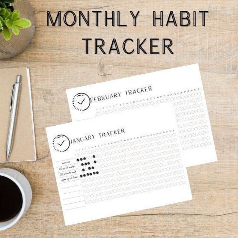 Monthly Habit Tracker Printable Tracker Instant Download Minimalist ...