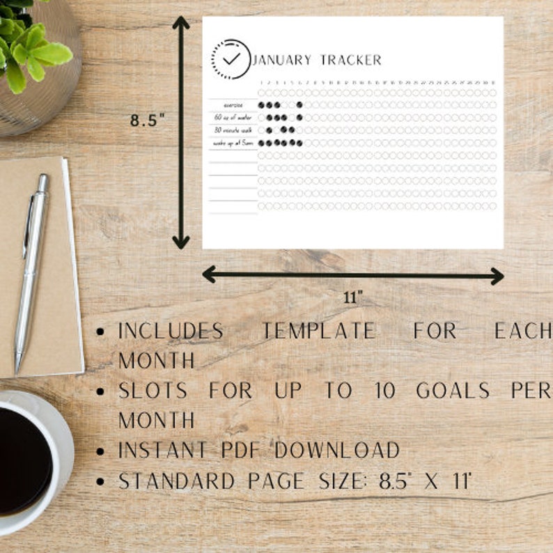 Monthly Habit Tracker Printable Tracker Instant Download Minimalist ...
