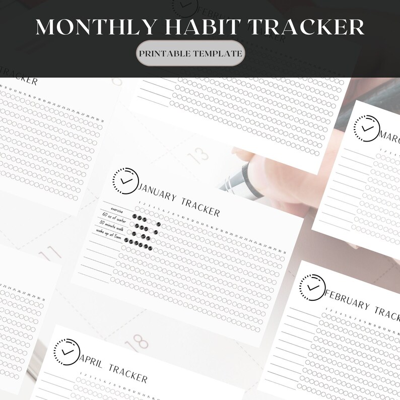 Monthly Habit Tracker Printable Tracker Instant Download Minimalist ...