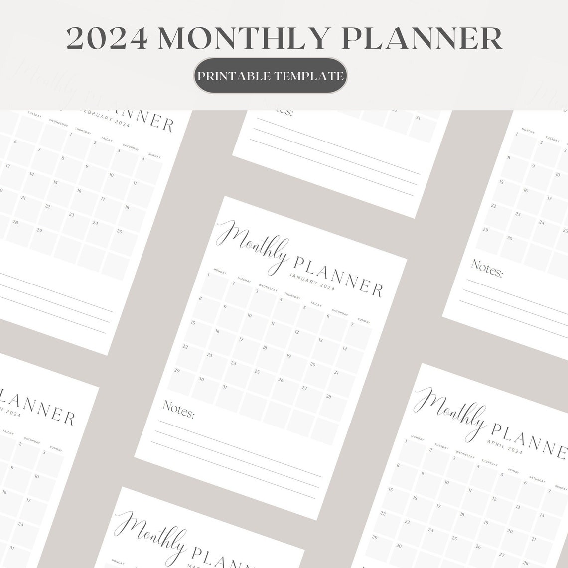 2024 Monthly Planner Printable Monthly Planner Simple Planner ...
