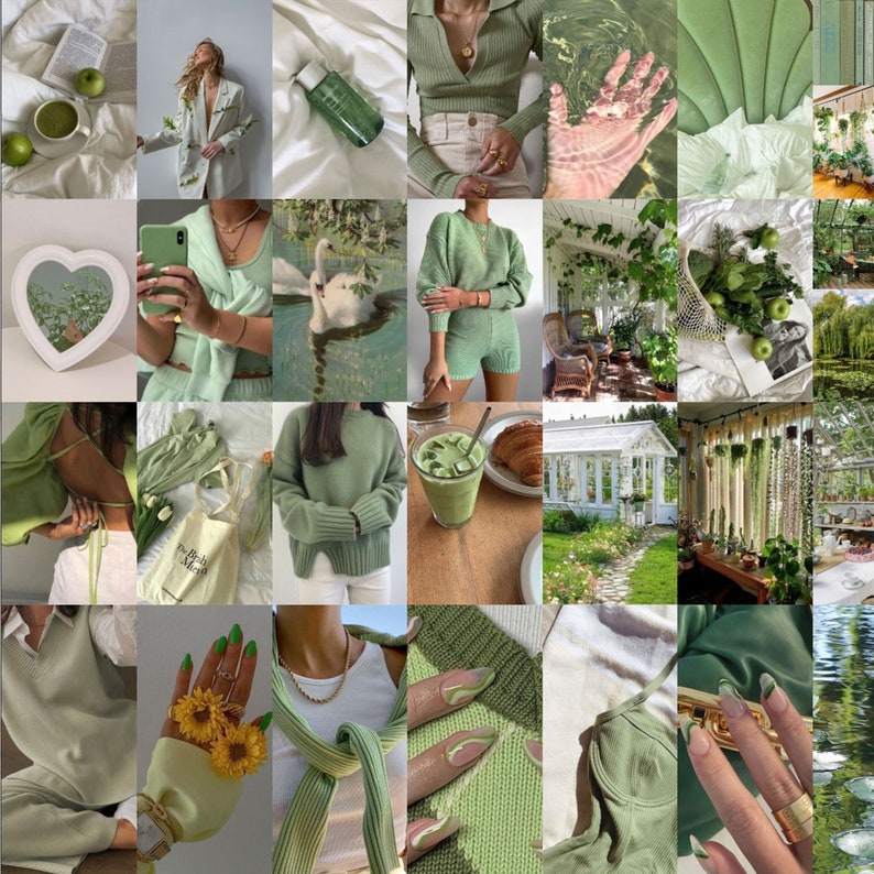 Sage Green Photo Collage Kit Aesthetic Collage Kit 100 PCS Etsy