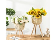 2021 New Handmade Bamboo Storage Baskets Laundry Straw Patchwork Wicker Rattan Seagrass Belly Garden Flower Pot Planter Basket