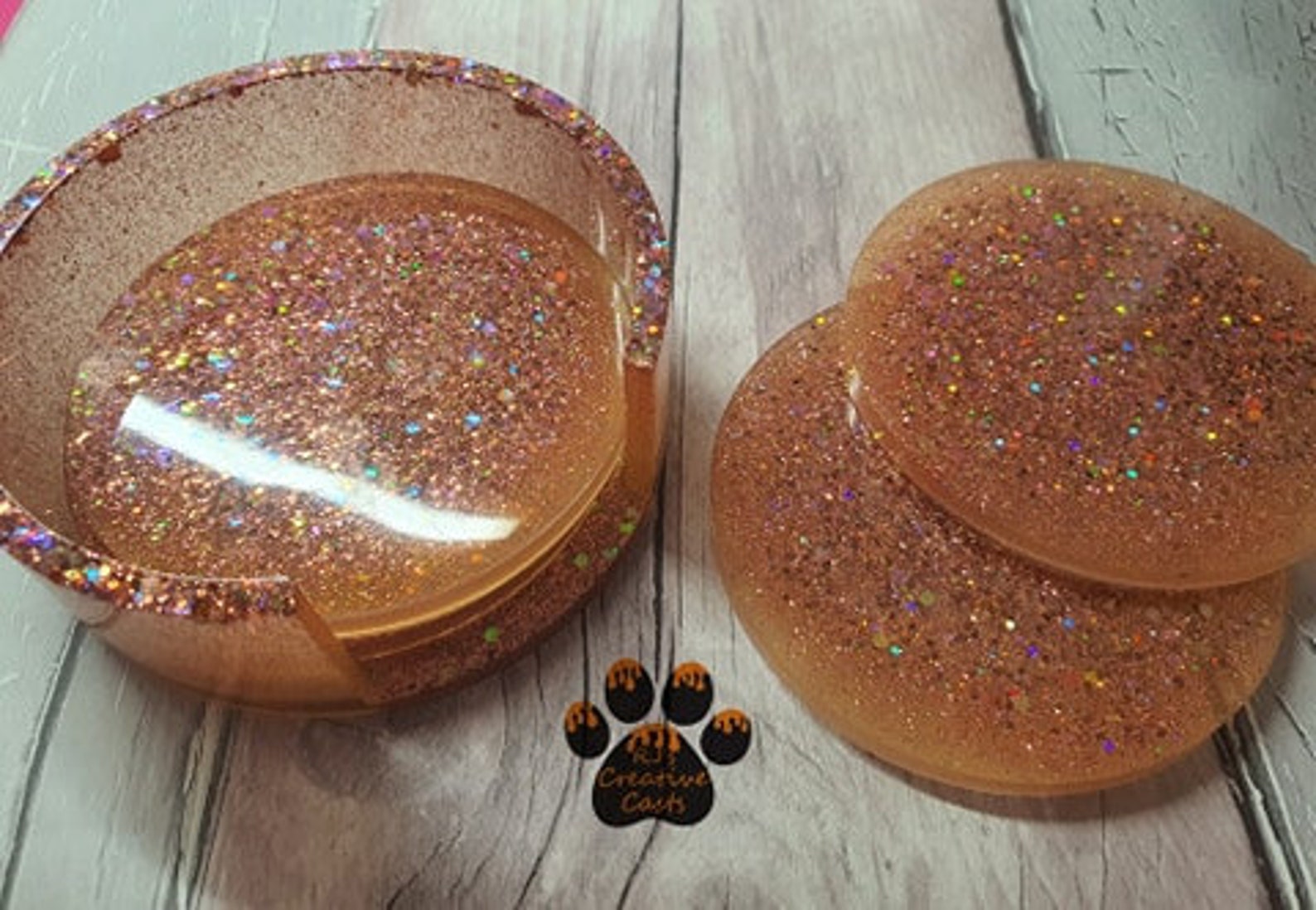 Set of 4 Glitter Coasters Resin Sparkle Personalize Etsy