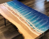 Resin Epoxy Beach Waterfall Coffee Table Made To Order