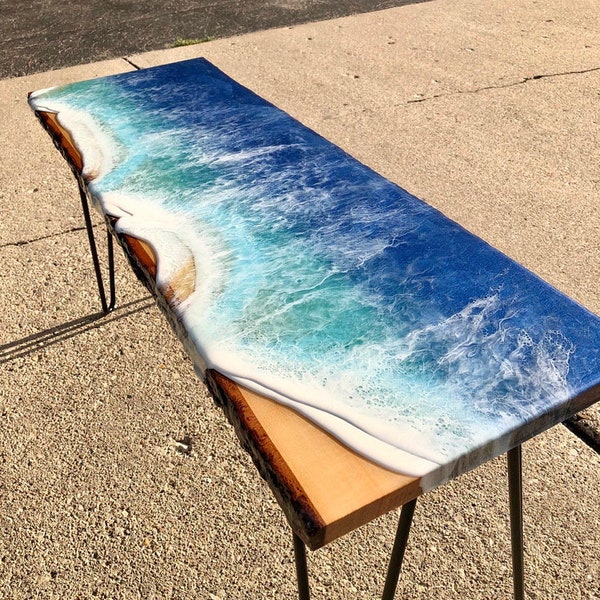 Resin beach table/ sofa/ entryway table spill over decor. Top only No Legs