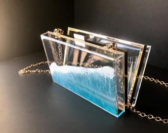 Resin Acrylic Beach Purse: Elegant Transparent Crossbody Handbag