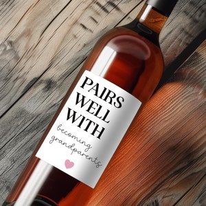 Etiquette de vin pour faire-part de grossesse imprimable - Révélation créative pour les grands-parents - Révélation de grossesse grands-parents - Faire-part de grossesse facile
