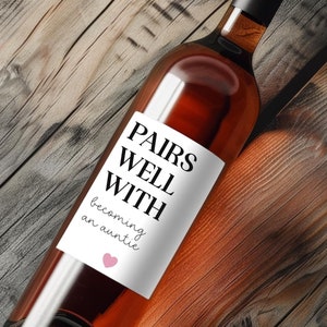 Etiquette de vin imprimable pour faire-part de grossesse - Révélation créative pour tante - Cadeau de faire-part de grossesse tante - Faire-part de grossesse facile