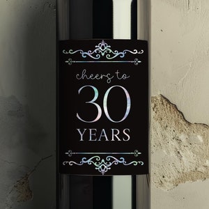 30. Geburtstag Wein Etikett - Perlen Hochzeitsjubiläum Geschenk - Prost auf 30 Jahre Weinflasche Schwarz Schillernder Regenbogen