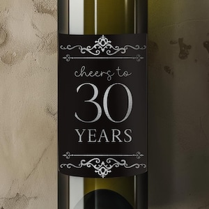30. Geburtstag Wein Etikett - Perlen Hochzeitsjubiläum Geschenk - Prost auf 30 Jahre Geschenk für sie Weinflasche Schwarz und Silber