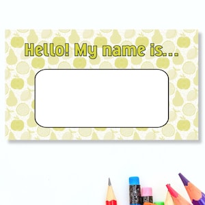 Leeres Namensschild zum ausdrucken - Lime Green Fruit Hello My Name Is Namensschild zum sofortigen Download - Printable Schreibtisch Namensschild - Konferenz Namensschild