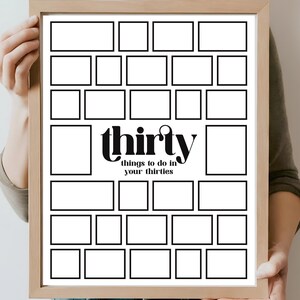 Libro de visitas alternativo para cumpleaños número 30 imprimible: 30 cosas para hacer a los treinta años - Lista de deseos única para el recuerdo de cumpleaños - Blanco y negro