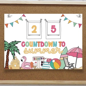 Printable Days Until Summer Countdown Poster - Count down to Summer Bulletin Board Instant Download - Countdown Calendar Activity for Kids