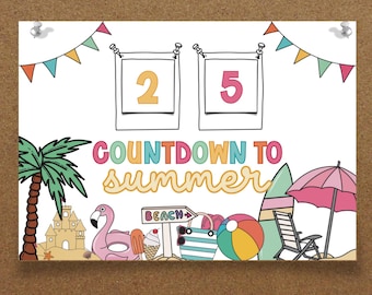 Sommer Countdown Poster zum Ausdrucken: Kinderkalender Aktivität (Digitaler Download, PDF-Dateien A4/A3)