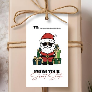 Secret Santa Tag | Printable Secret Santa Gift Tags - Family Secret Santa Friendsmas - Last Minute Gift Tag Download