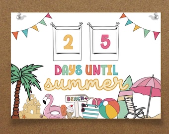 Sommer Countdown Poster zum Ausdrucken: Kinderkalender Aktivität (Digitaler Download, PDF-Dateien A4/A3)