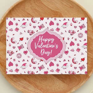 Carte imprimable Happy Valentine's Day - jolie carte de nain de la Saint-Valentin - Saint-Valentin imprimable pour les camarades de classe - Saint-Valentin téléchargement immédiat