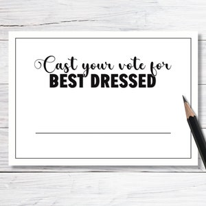 Best Dressed Voting Cards - Minimalistische druckbare Wahlkarten für das Best Dressed Voting - Voting Cards Ballot - Best Dressed Contest