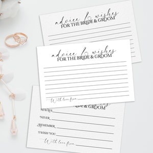 Paquete de tarjetas de deseos de boda: tarjeta de consejos para invitados a la boda imprimible de 6 x 4 pulgadas para la novia y el novio: alternativa al libro de visitas de boda