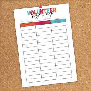 Printable Volunteer Sign Up Sheet: Event Form (PDF & PNG)