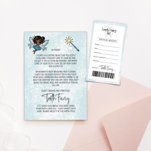 Lettre de la fée des dents imprimable - reçu de la fée des dents - lettre de la fée des dents - note bleue de la fée des dents - reçu de ma première dent