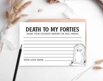 50th Birthday Gästebuch Alternative: RIP 40s Memory Cards (druckbare PDF A4 & PNG Dateien
