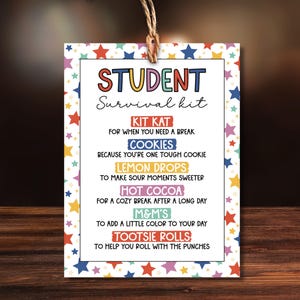 Etiquetas de regalo imprimibles para kits de supervivencia para estudiantes - Etiquetas de regalo imprimibles para estudiantes - Descarga instantánea - Kit de supervivencia para exámenes escolares imprimible