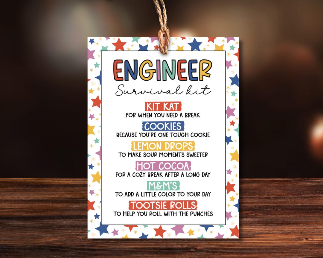 Printable Engineer Survival Kit Gift Tags: Appreciation Printable ...