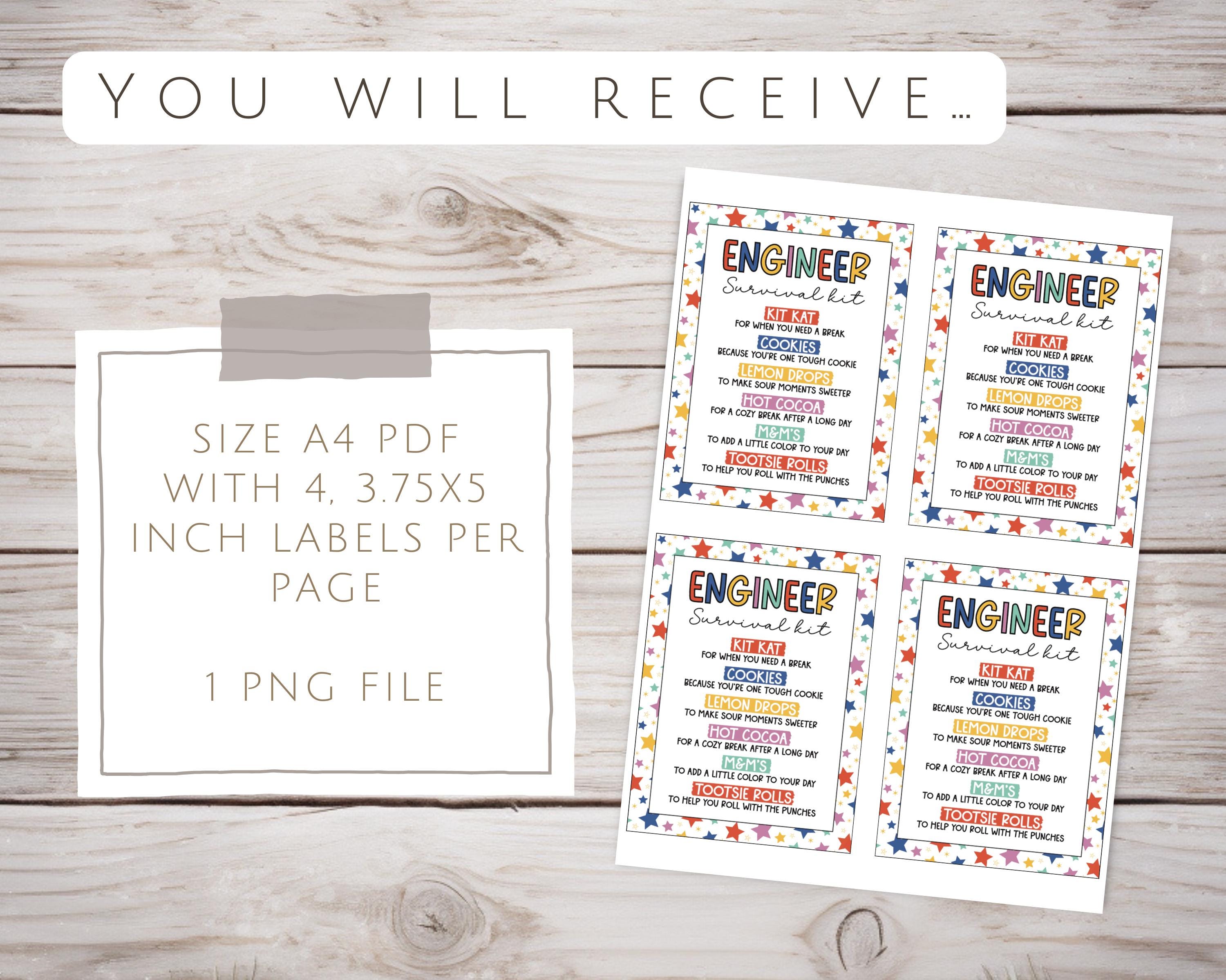Printable Engineer Survival Kit Gift Tags: Appreciation Printable ...