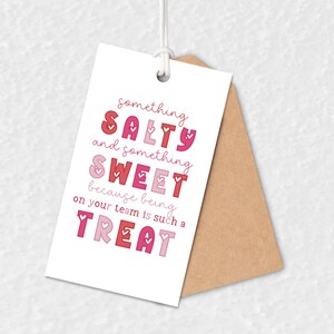 Afdrukbaar label voor waardering medewerkers - Cadeaukaartjes snoep team - Iets zouts en zoets Teamlabels - Traktatielabels sportteam - Cadeaus teamgenoten