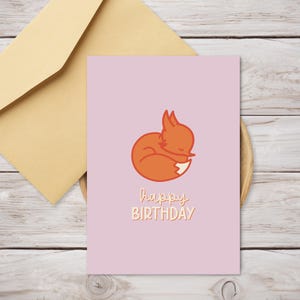 Carte de joyeux anniversaire renard imprimable - carte d'anniversaire renard - carte d'anniversaire téléchargeable instantanément - carte d'anniversaire renard kawaii