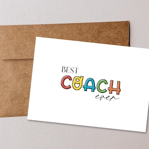 Printable Coach Appreciation Card from Team - Best Coach Ever End of Season Card - Thankyou Coach Printable Digital Download