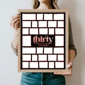 Printable 30th Birthday 30 Things To Do In Your Thirties Alternative Guestbook - Unique Bucket List Birthday Keepsake - Rose Gold 30th