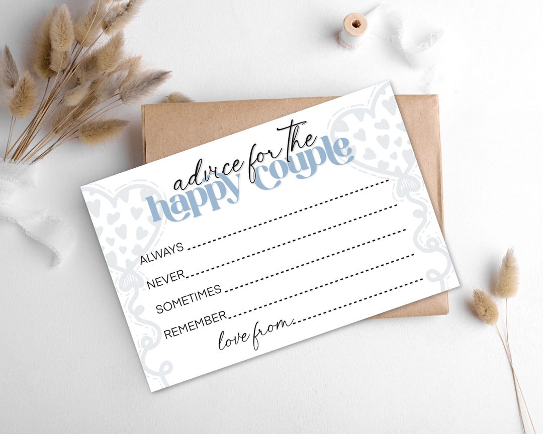 Wedding Wishes Cards - 4x6 Inch Printable Wedding Guest Advice ...